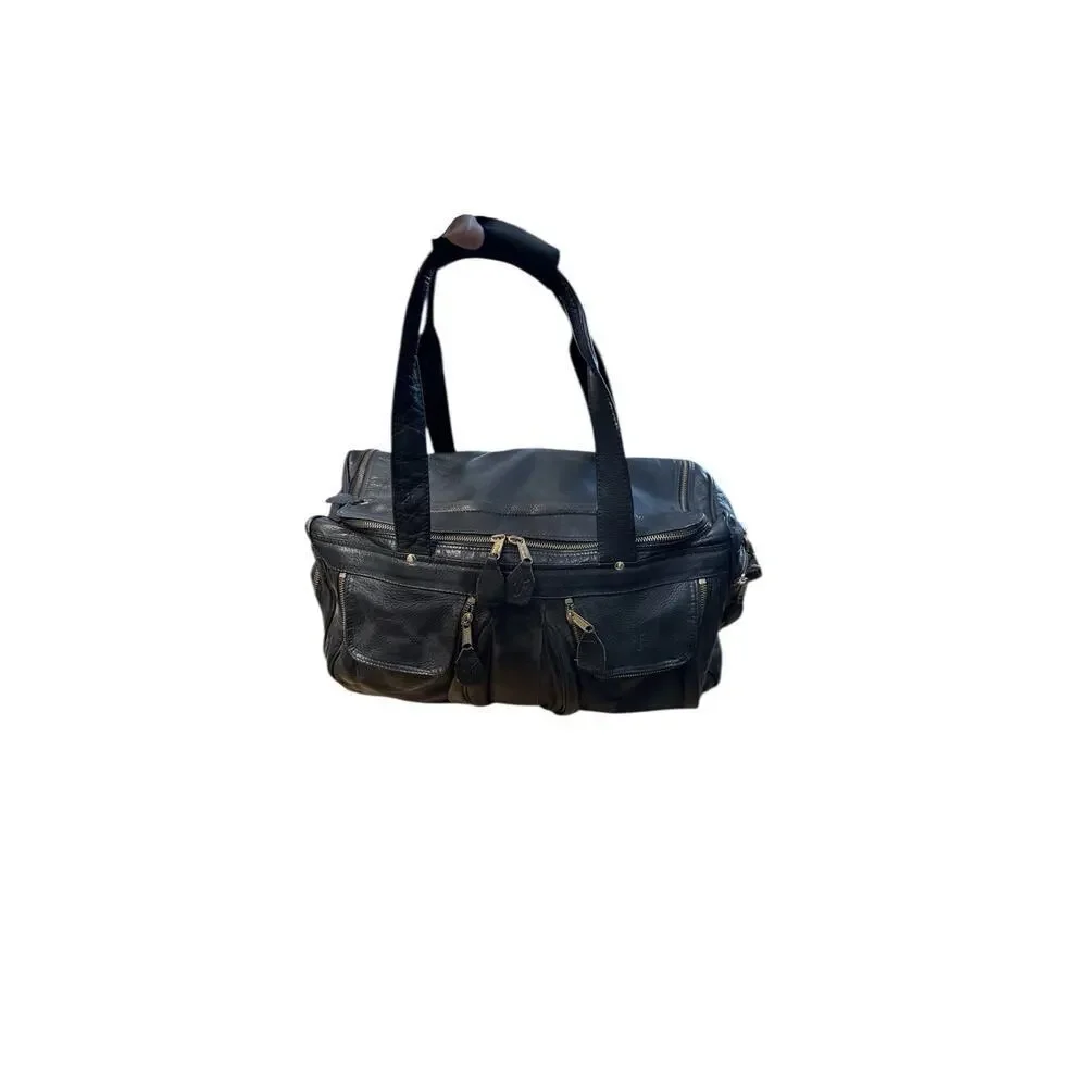 Frye Leather Duffle Bag- Black - Style 102 Benchcrafted Cross Body Strap -Duffel